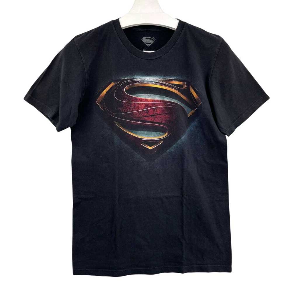 Vintage Superman MAN OF STEEL Black T Shirt Adult… - image 1