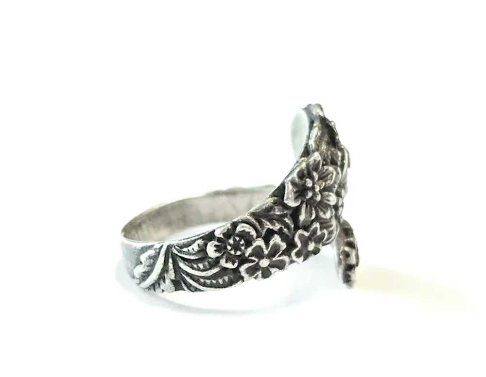 Sterling Silver Adjustable Floral Spoon Ring - image 3