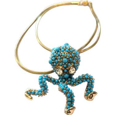 Faux Turquoise Octopus  Pendant Necklace