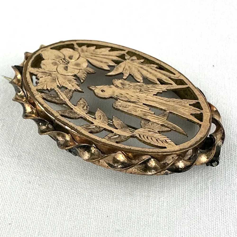 Victorian Rose Gold Filled Bird Brooch - image 4