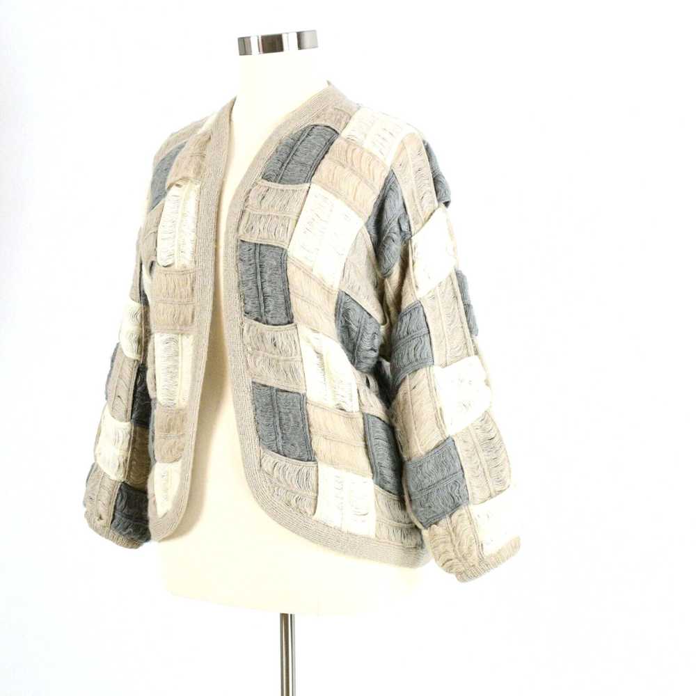 Nique 80s Designer Sweater Oatmeal Gray Beige Che… - image 2