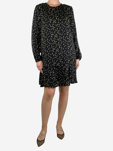 Theory Black sun-printed silk mini dress - size UK