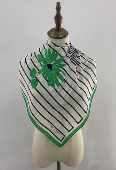 Other × Vintage Jean Patou silk scarf white green… - image 1