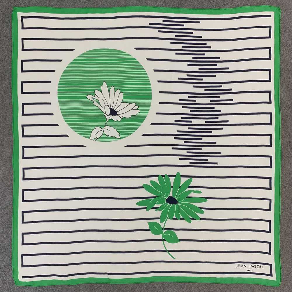 Other × Vintage Jean Patou silk scarf white green… - image 2