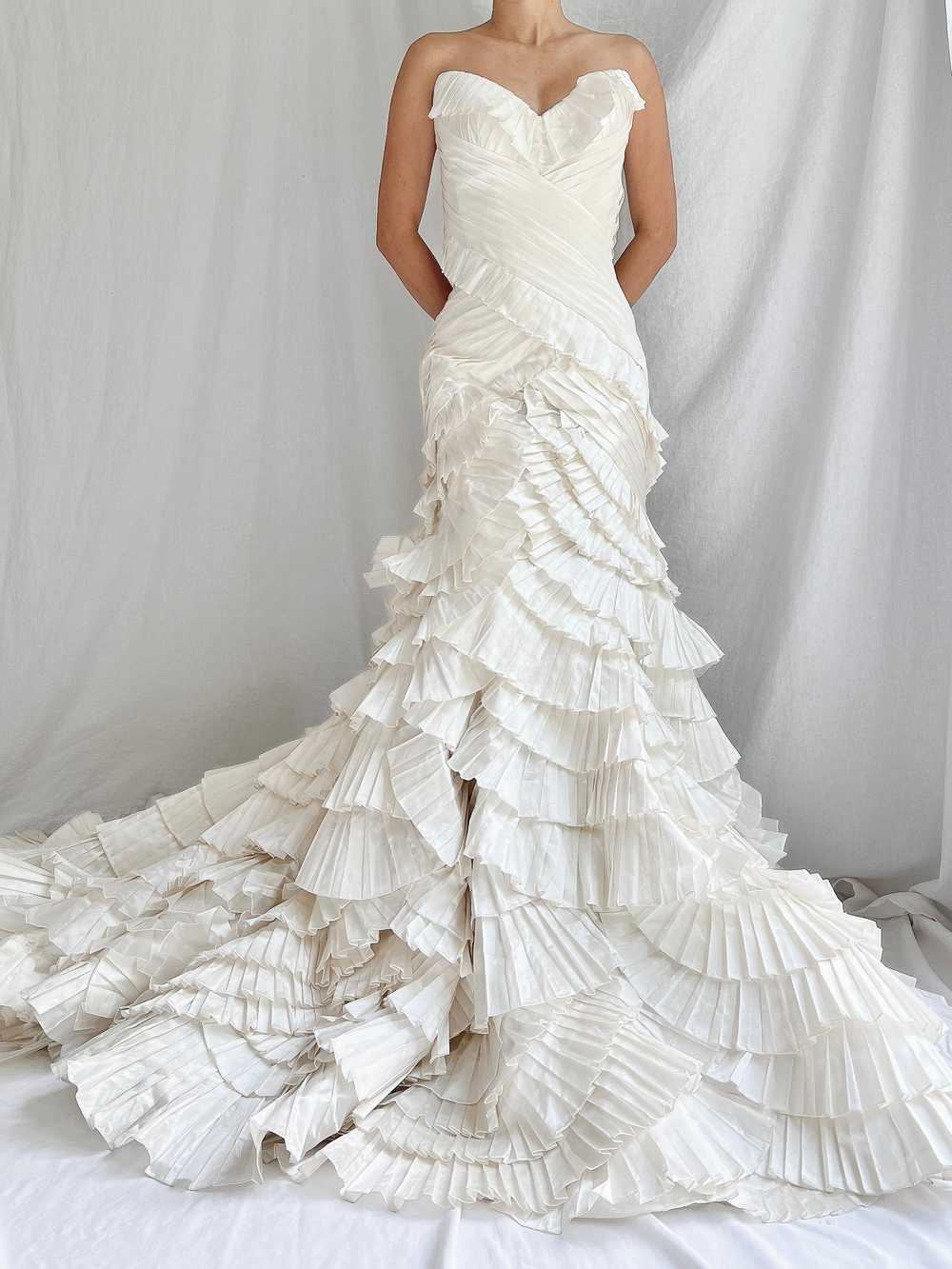 Pnina Tornai Taffeta Pleated Ruffle Gown - XS-S - image 1