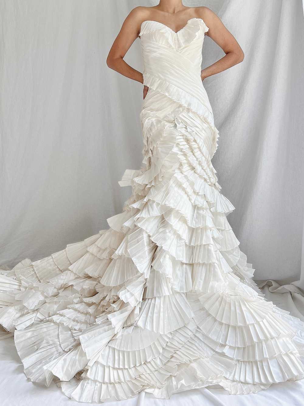 Pnina Tornai Taffeta Pleated Ruffle Gown - XS-S - image 2