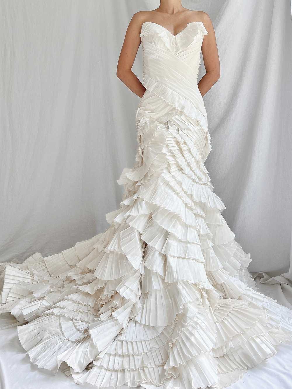 Pnina Tornai Taffeta Pleated Ruffle Gown - XS-S - image 4