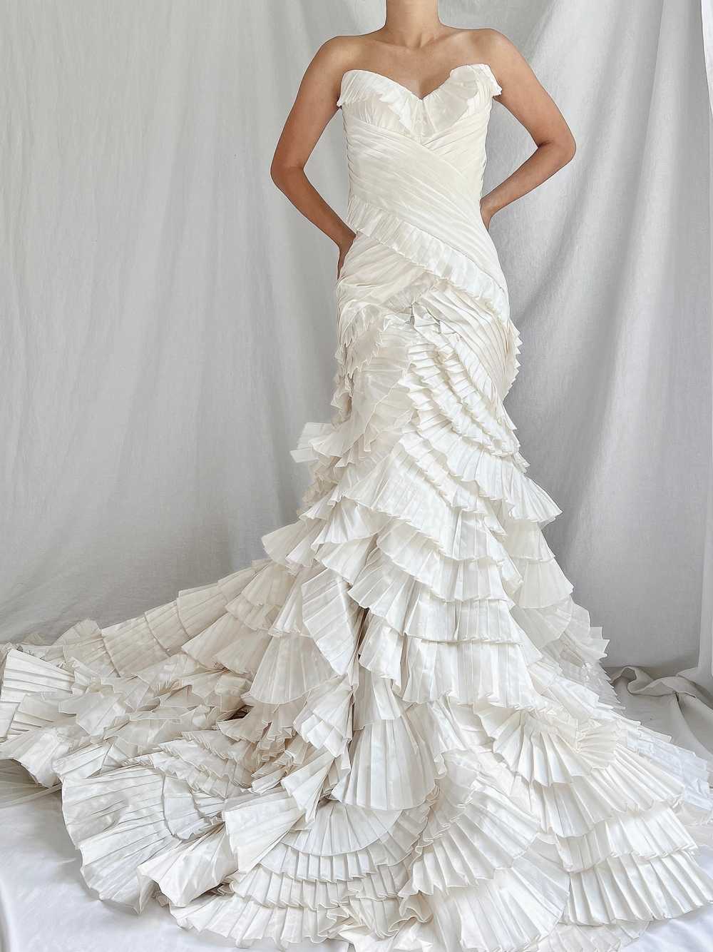 Pnina Tornai Taffeta Pleated Ruffle Gown - XS-S - image 5