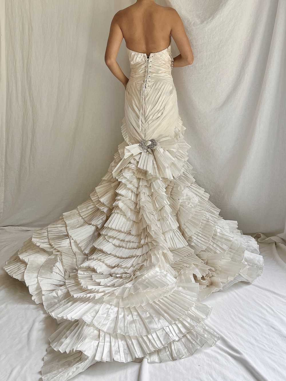 Pnina Tornai Taffeta Pleated Ruffle Gown - XS-S - image 8