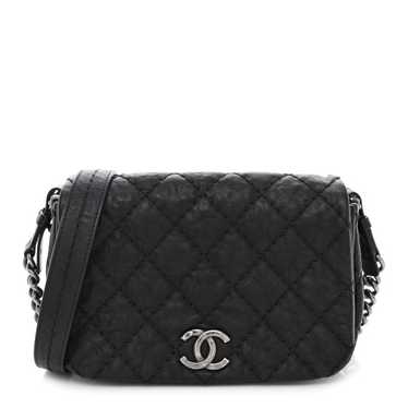 CHANEL Calfskin Quilted Double Stitch Flap Black