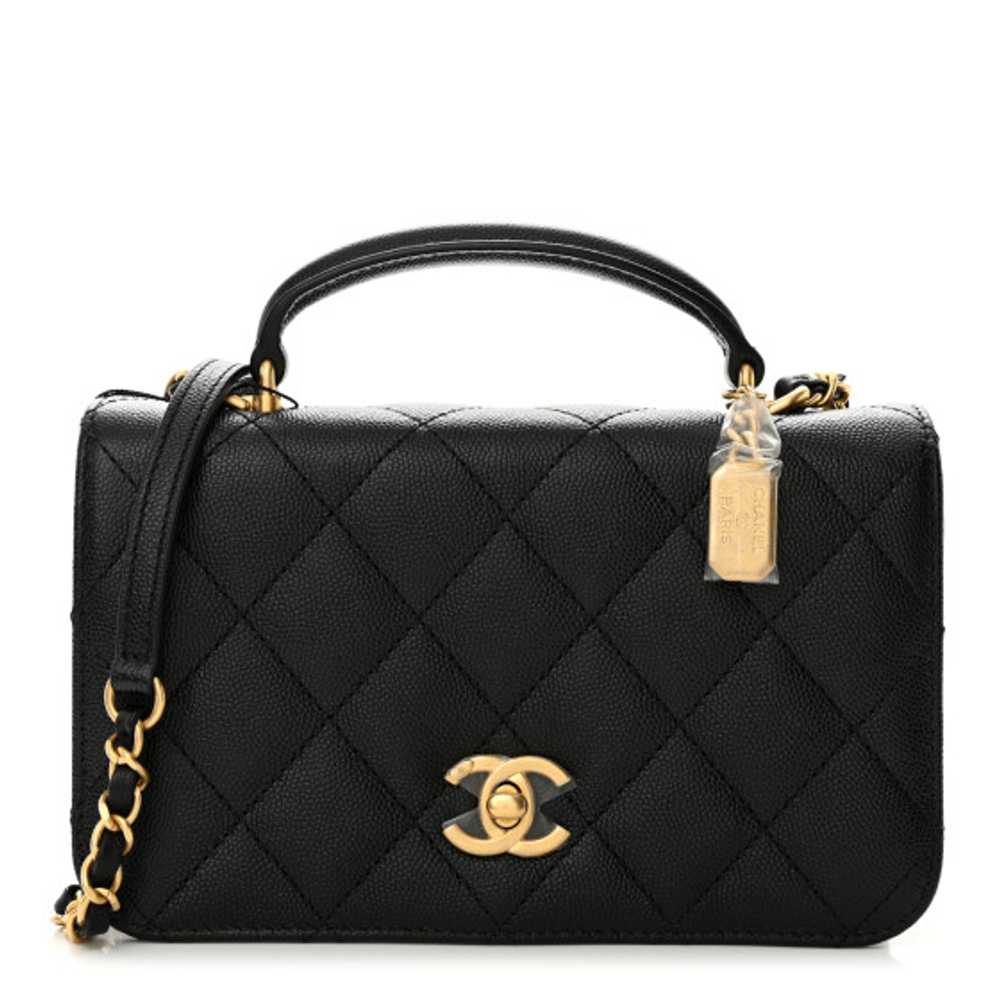 CHANEL Caviar Quilted Mini Top Handle Flap Black - image 1