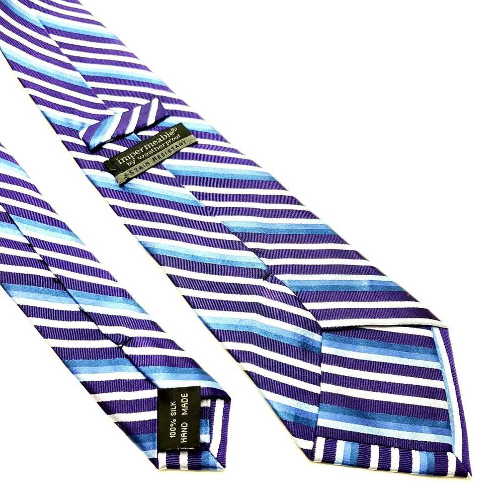 Weatherproof Weatherproof Silk Tie Purple Blue St… - image 5