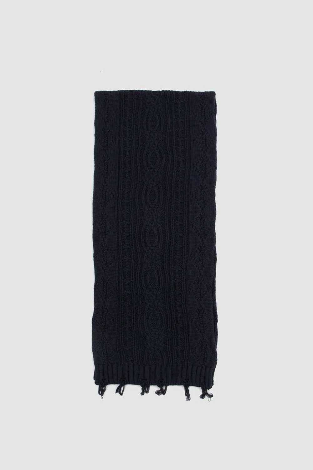 Vintage Distressed Cable Knit Scarf - Navy - image 1