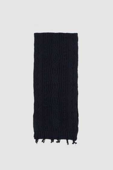 Vintage Distressed Cable Knit Scarf - Navy - image 1