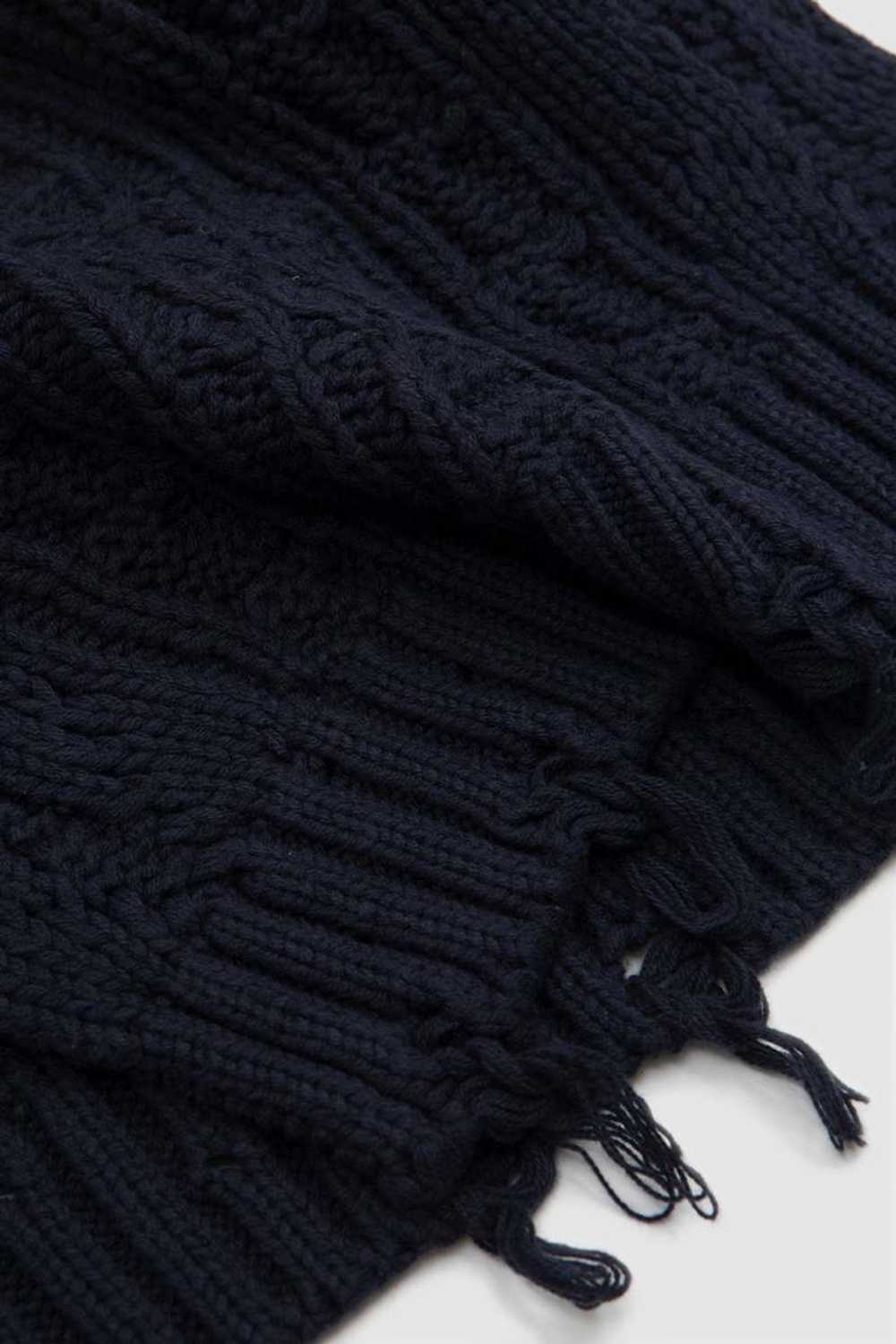 Vintage Distressed Cable Knit Scarf - Navy - image 4