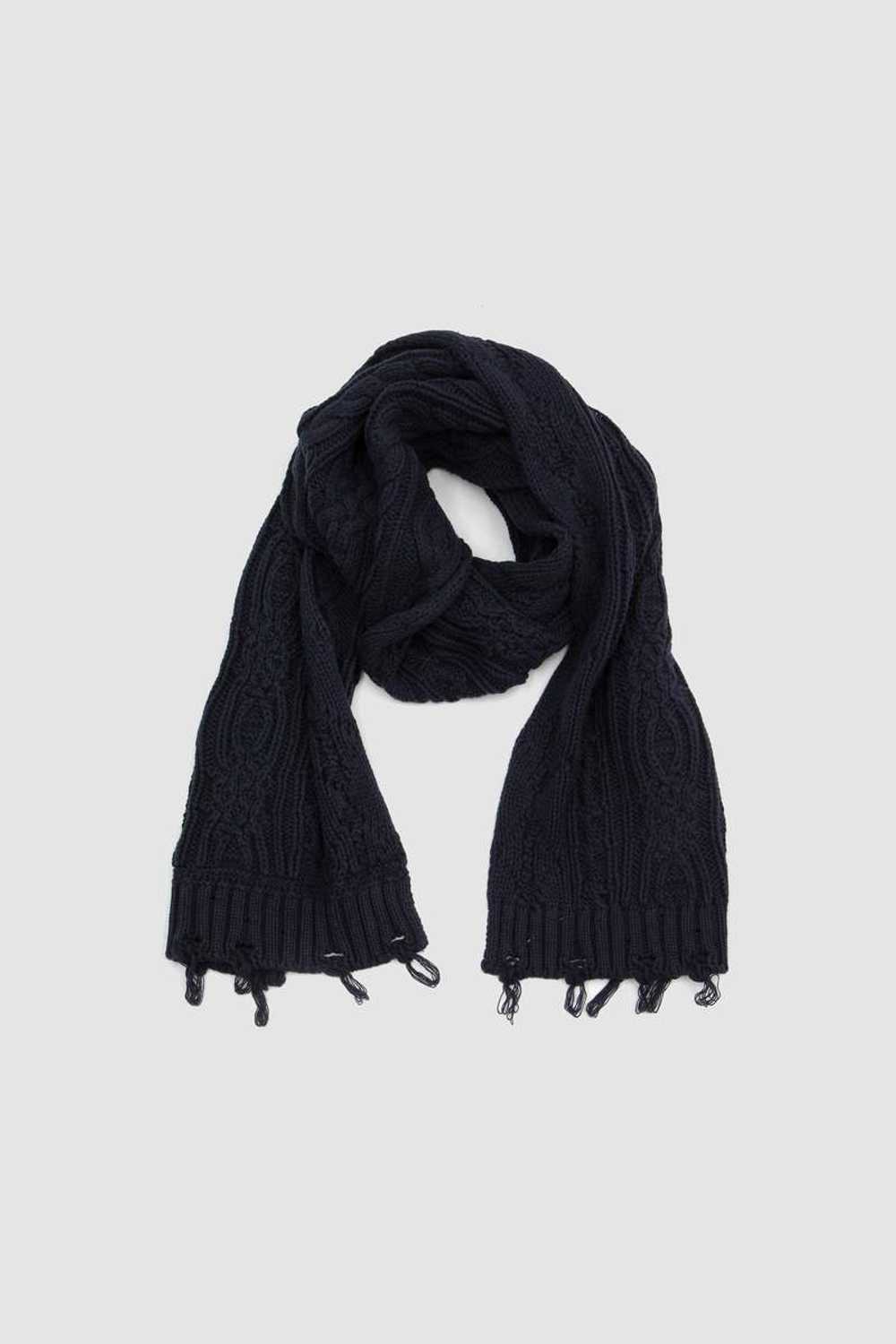 Vintage Distressed Cable Knit Scarf - Navy - image 5