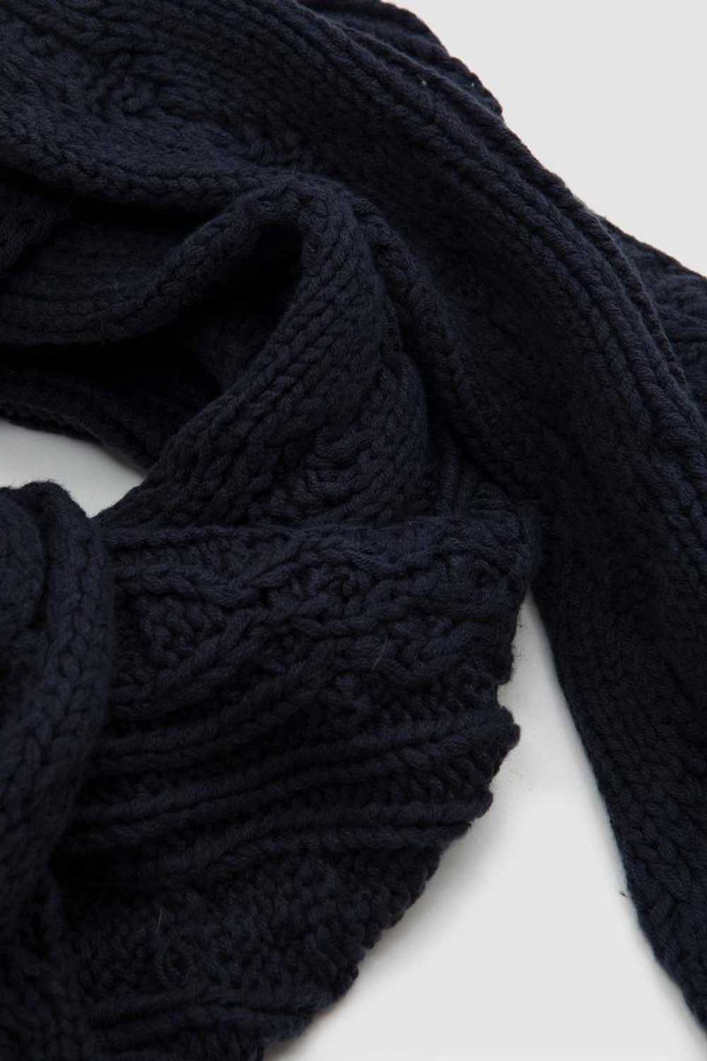 Vintage Distressed Cable Knit Scarf - Navy - image 6