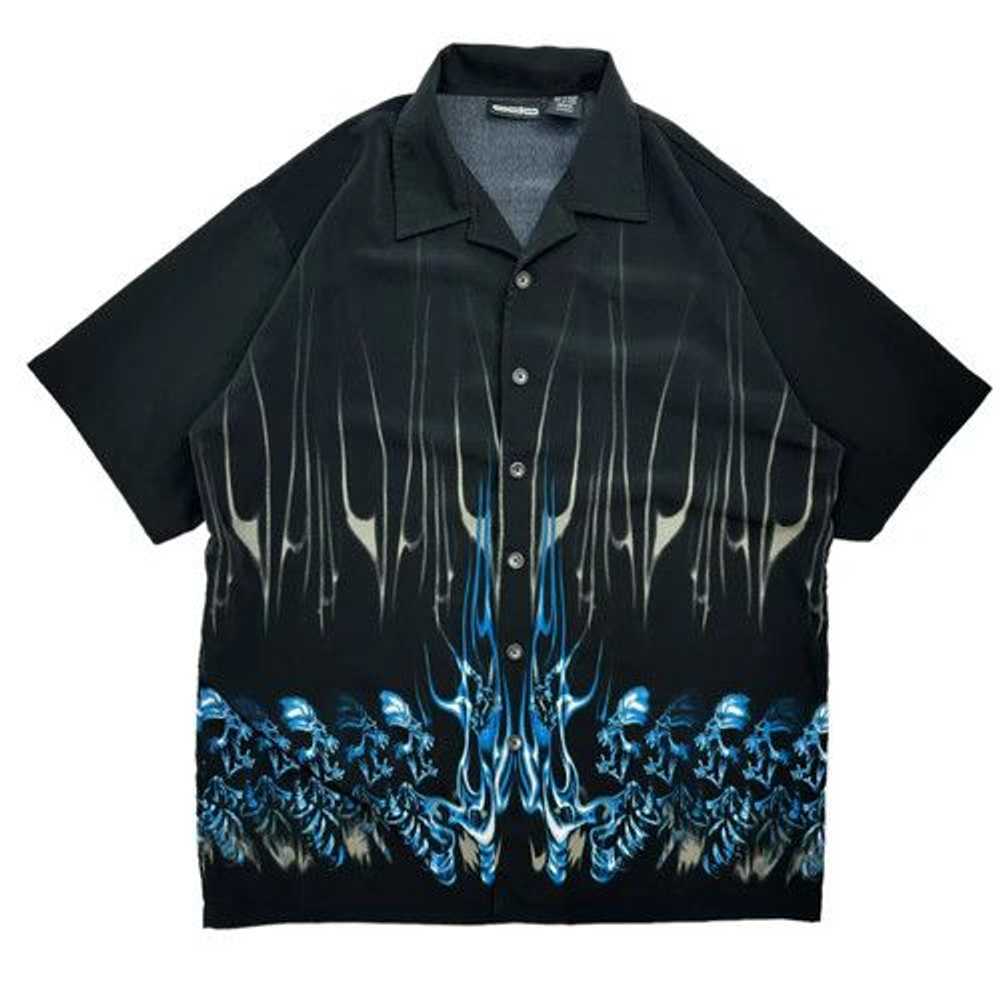 Vintage Y2K ODO Blue Flame Button Up - image 1