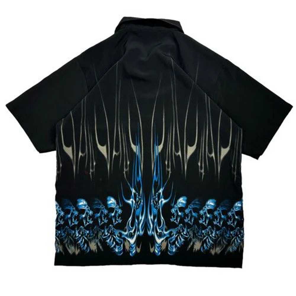 Vintage Y2K ODO Blue Flame Button Up - image 2