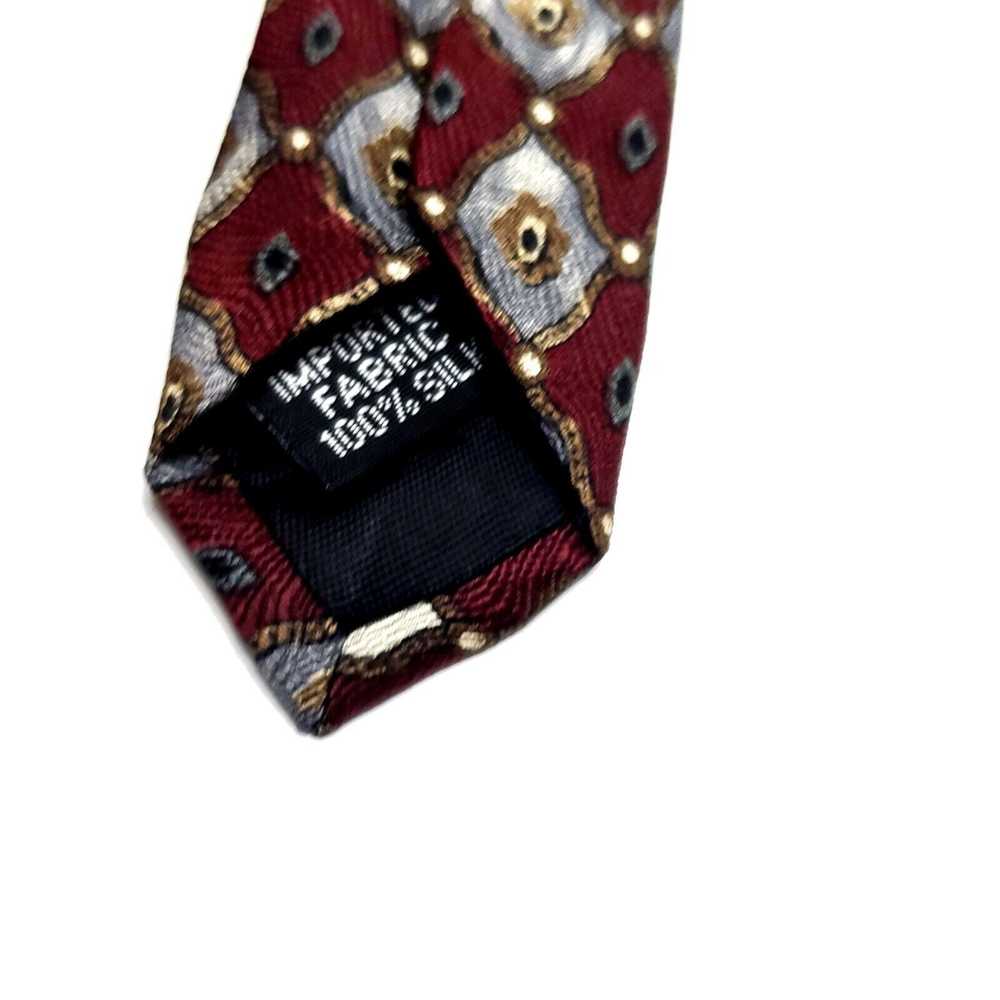 Vintage Geoffrey Been Silk Tie Red Print Geometri… - image 4