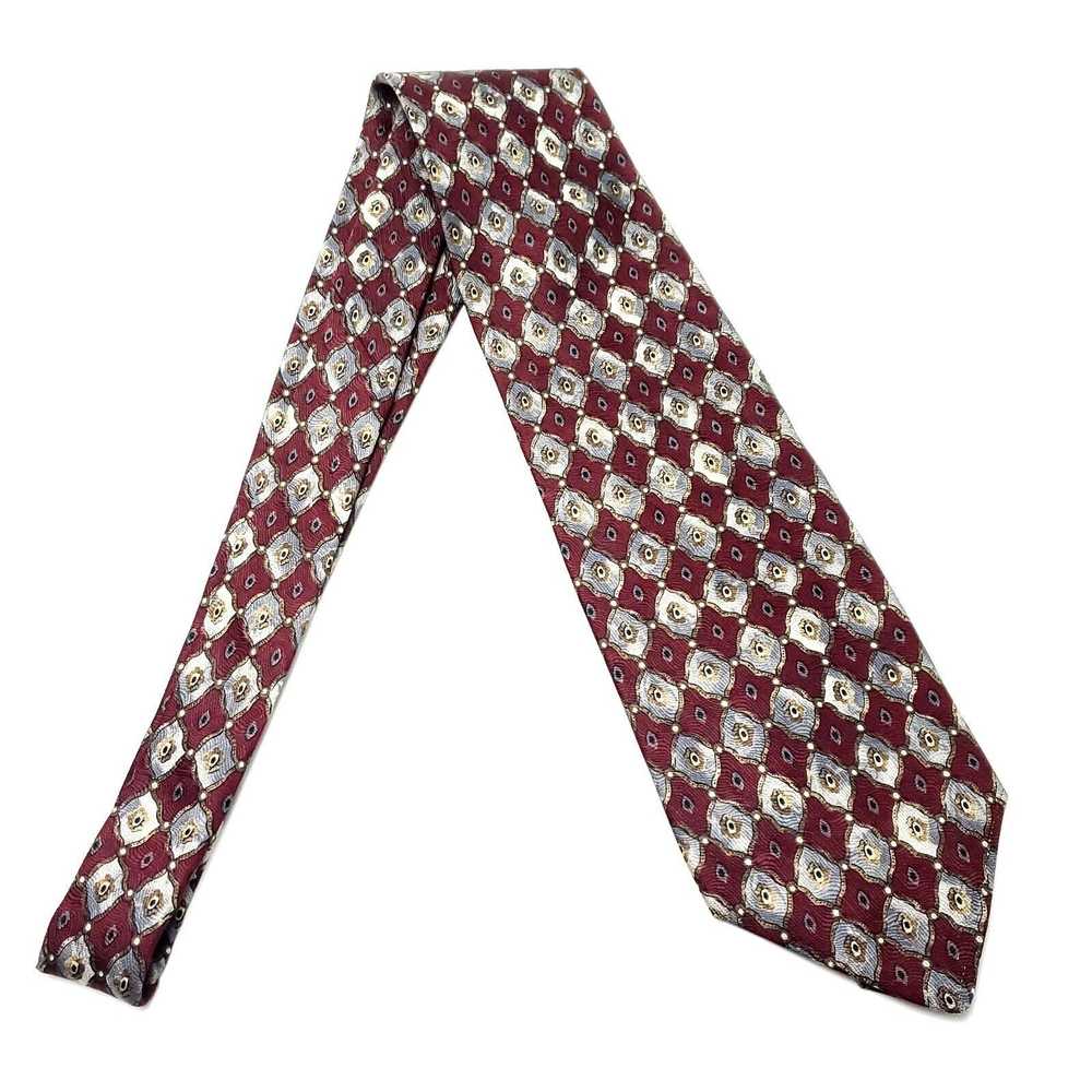 Vintage Geoffrey Been Silk Tie Red Print Geometri… - image 6