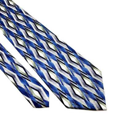 Stafford Stafford Silk Tie Blue Print Wide - image 1