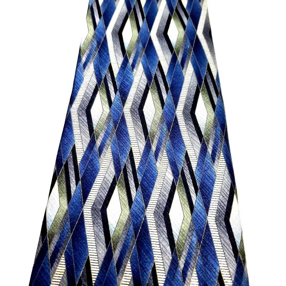 Stafford Stafford Silk Tie Blue Print Wide - image 2