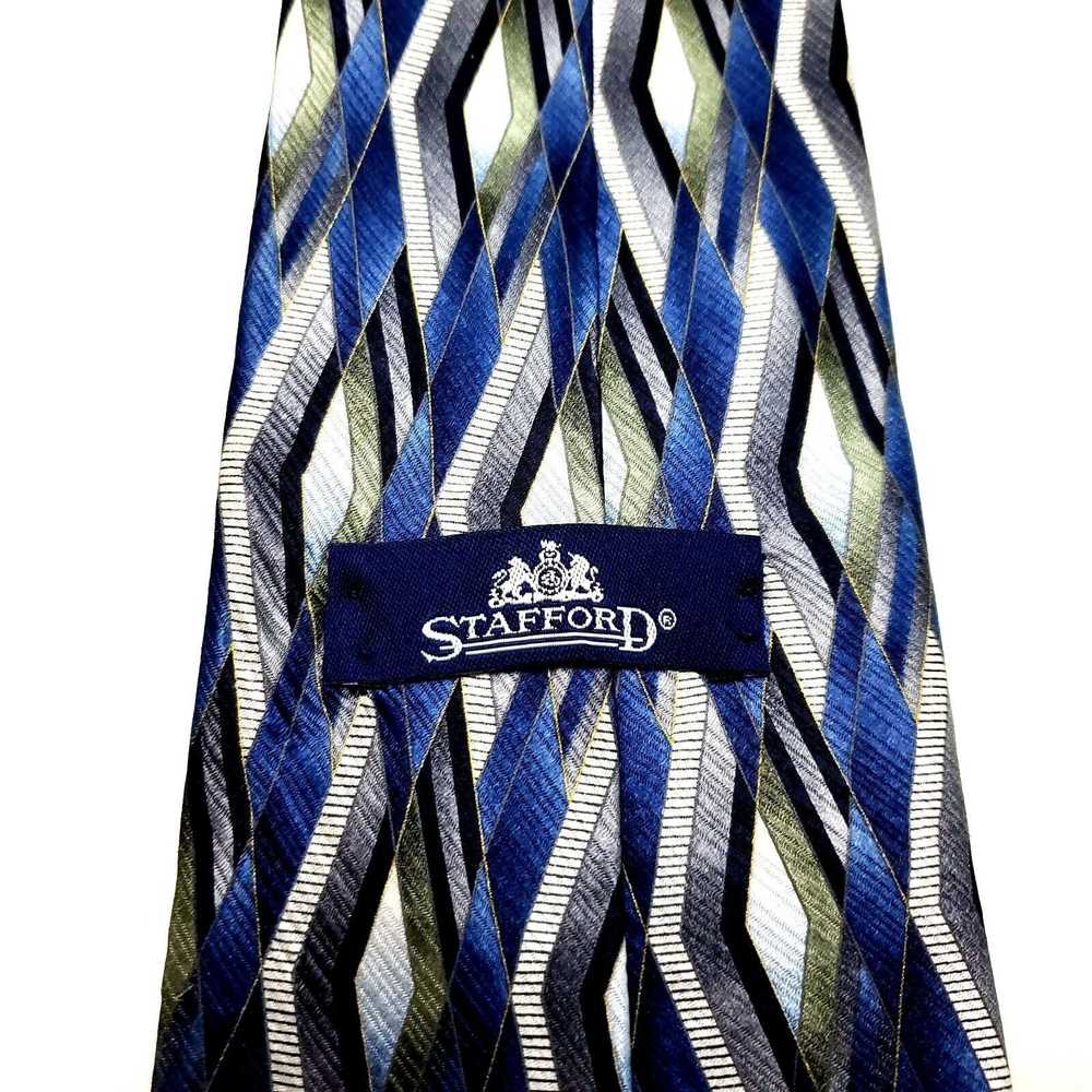 Stafford Stafford Silk Tie Blue Print Wide - image 3