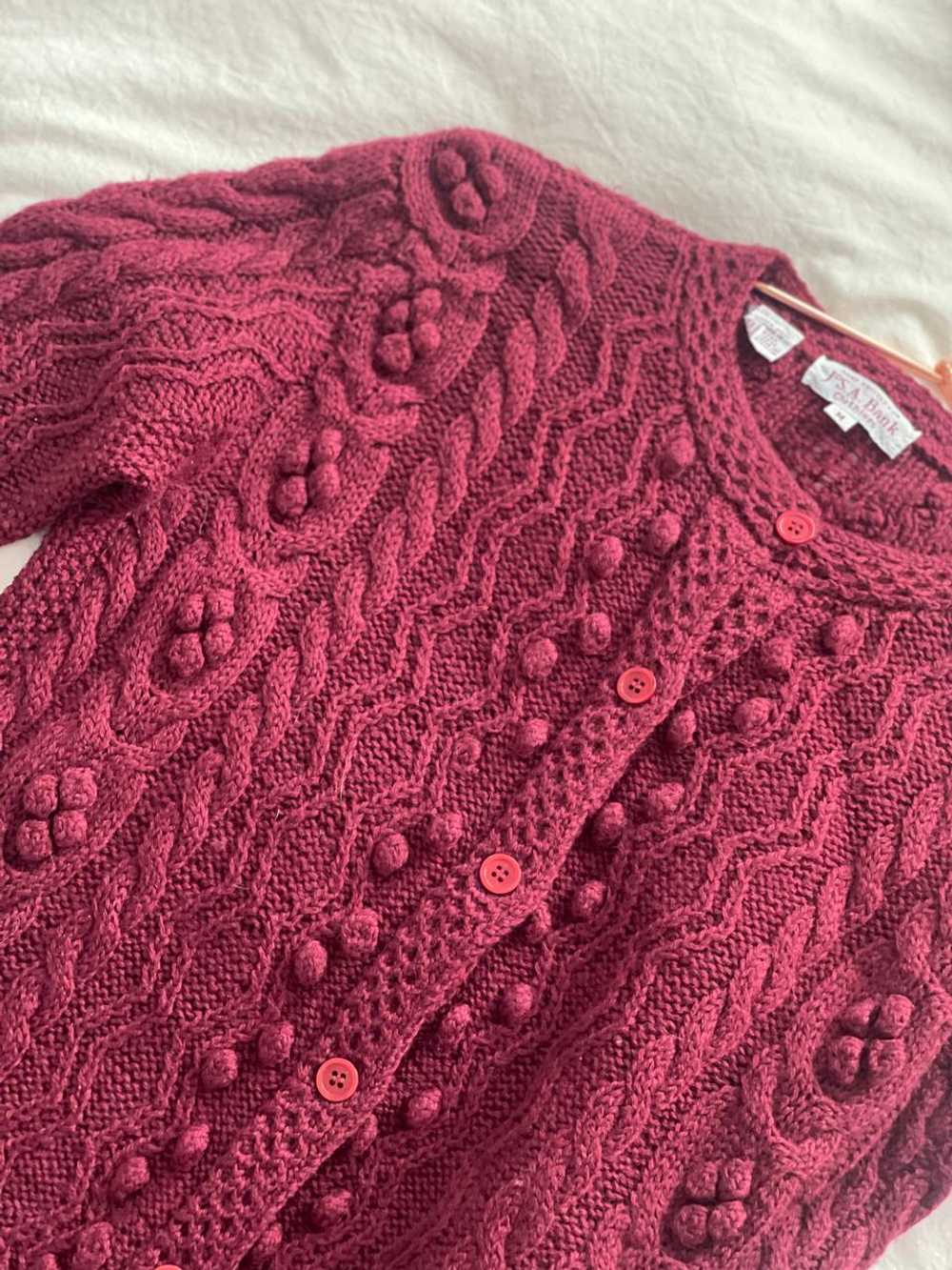 Jos. A. Bank Cranberry nubby knit cardigan (M) |… - image 4