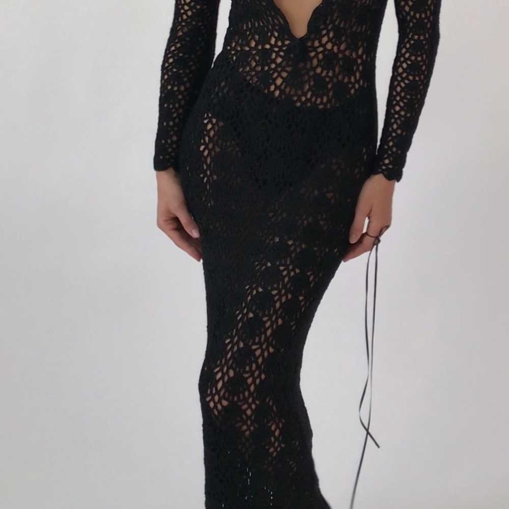 Vintage 1970's Black Crochet Silhouette Dress - image 2