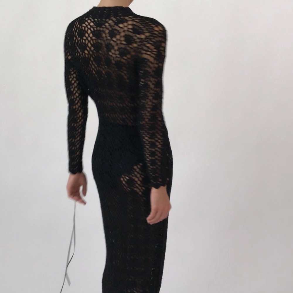 Vintage 1970's Black Crochet Silhouette Dress - image 4