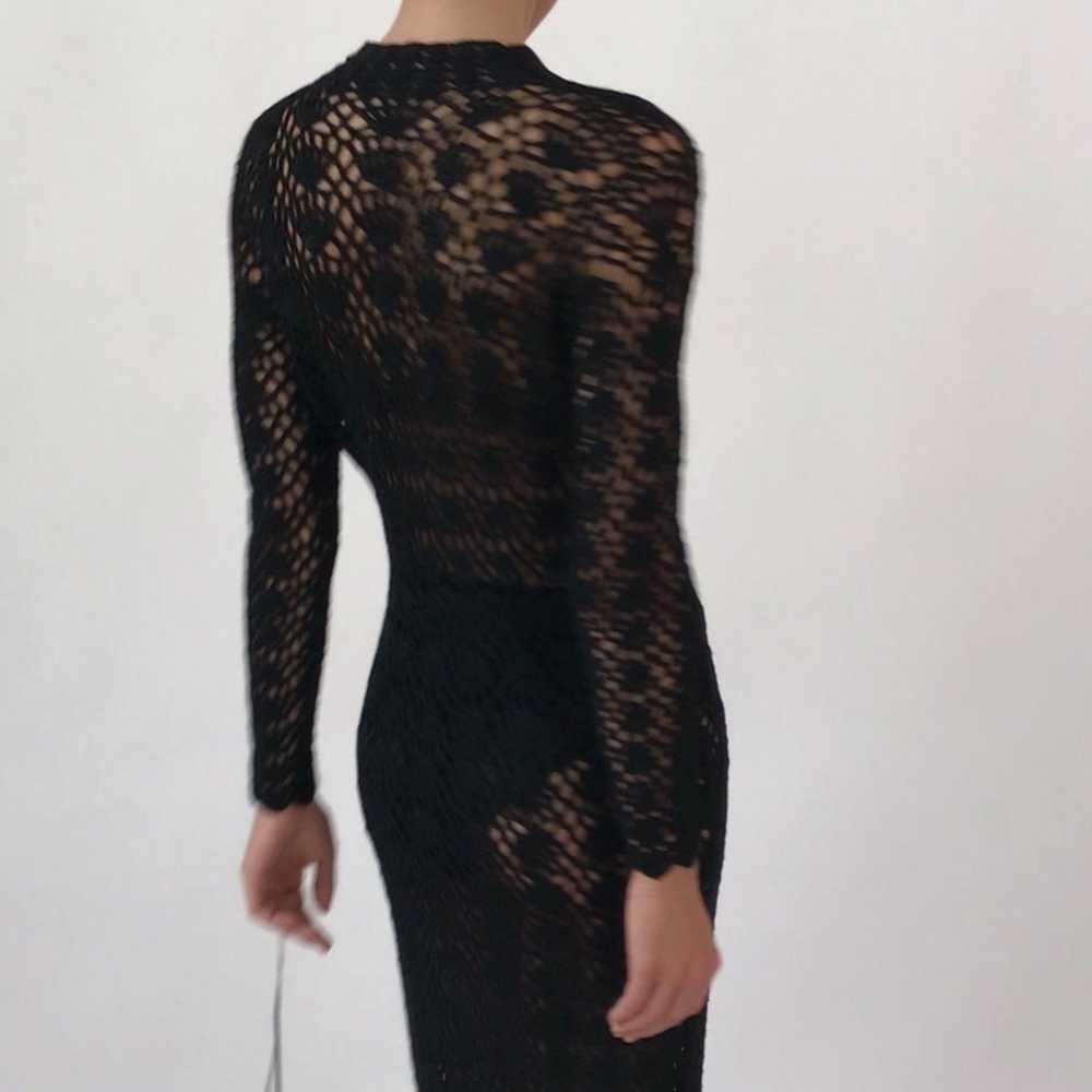 Vintage 1970's Black Crochet Silhouette Dress - image 5