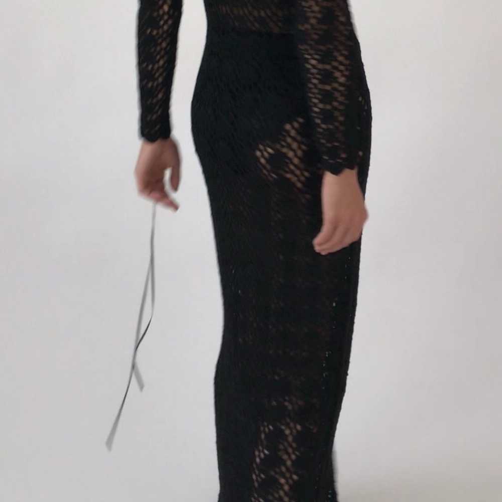 Vintage 1970's Black Crochet Silhouette Dress - image 6