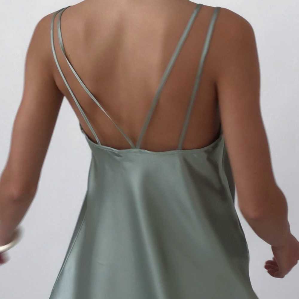 Vintage Valentino Intimo Satin Sage Green Lounge … - image 3