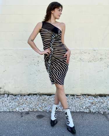 Beetlejuice Striped Jean Paul Gaultier Mesh Dress