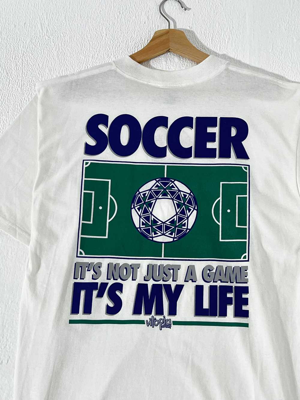 Vintage 1990's "Just a Game?" Soccer T-Shirt Sz. L - image 3