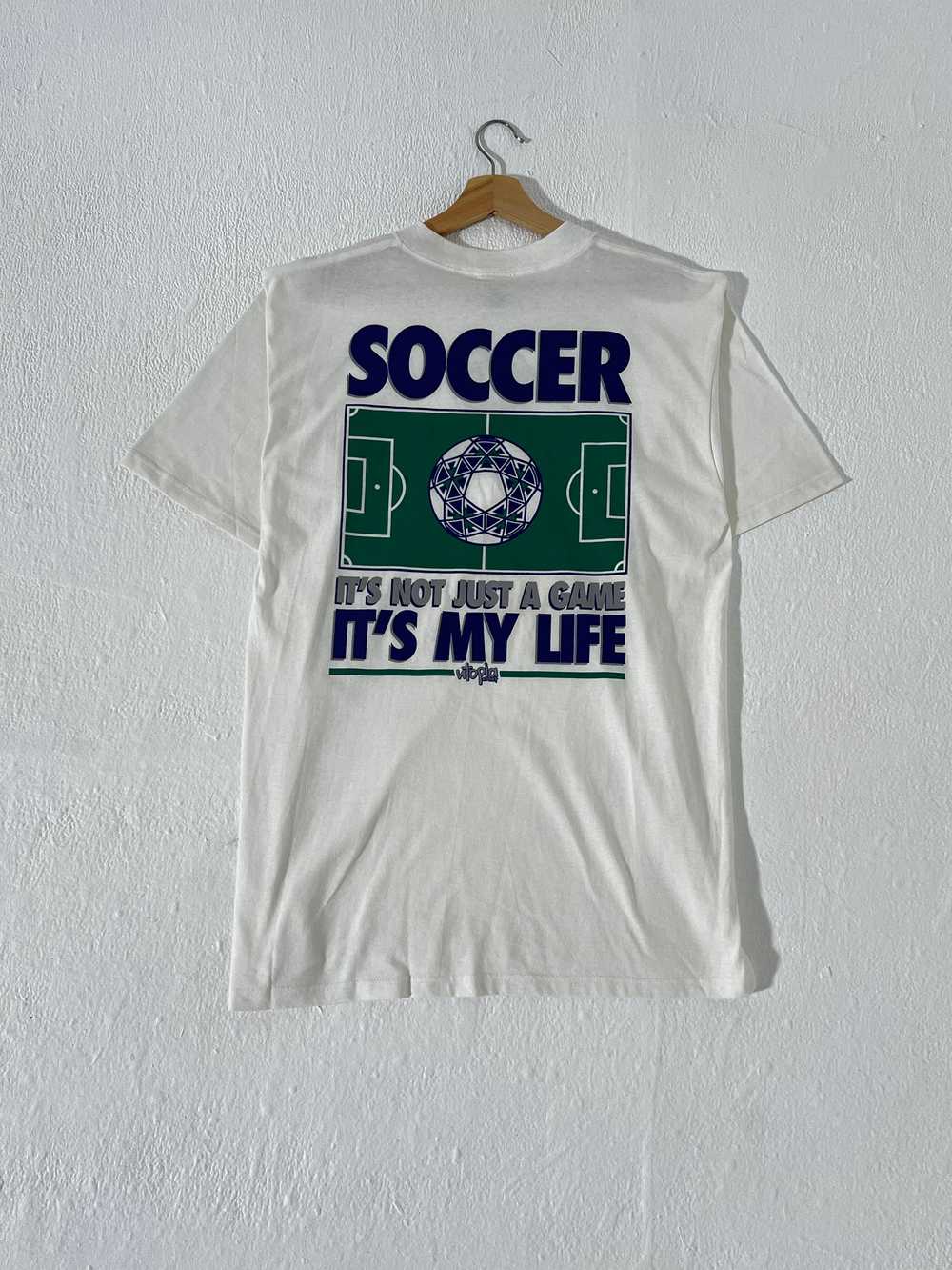 Vintage 1990's "Just a Game?" Soccer T-Shirt Sz. L - image 4