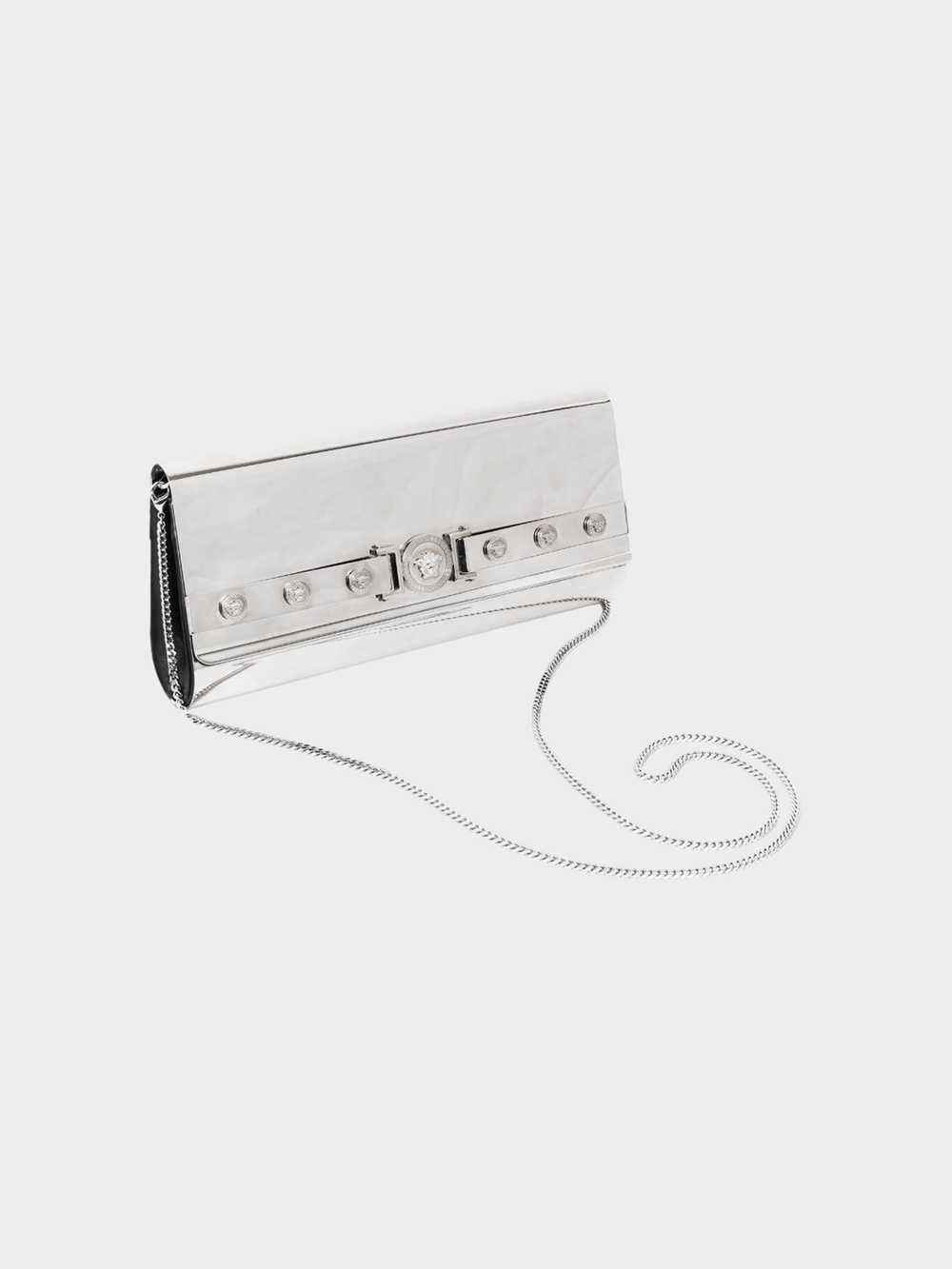 Versace 2000s Runway Silver Medusa Metal Clutch - image 4