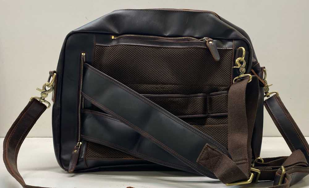 TIDING Brown Leather Convertible Briefcase Backpa… - image 3