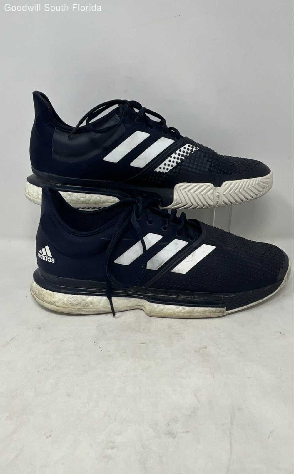 Adidas Mens SoleCourt FU8115 Blue Lace-Up Sneaker… - image 2