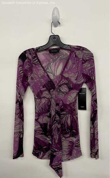 Karen Kane Purple Sheer V Neck Blouse NWT- Size S