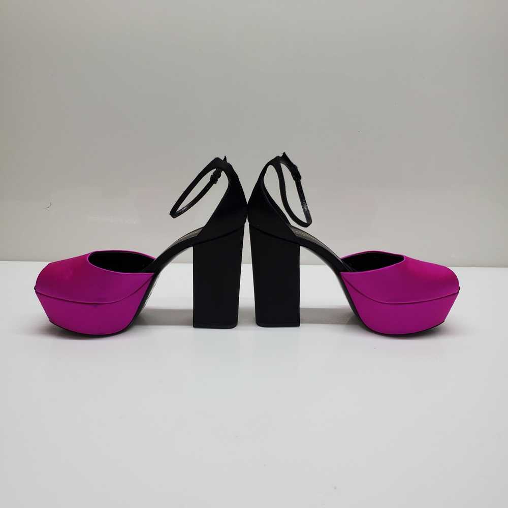 Saint Laurent Paris Magenta Satin Peep Toe Platfo… - image 2