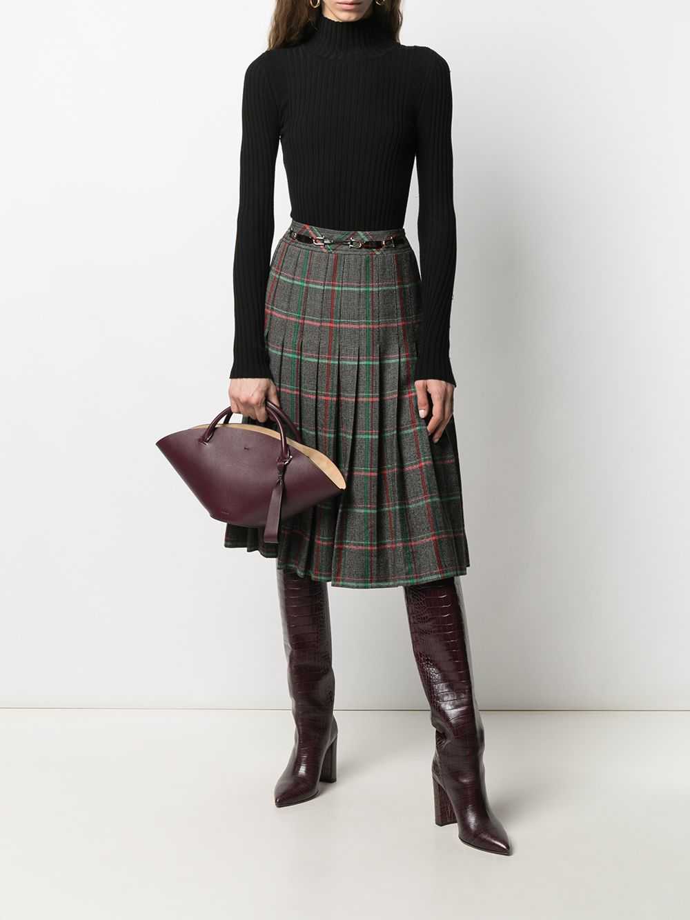 Céline Pre-Owned pre-owned pleated check skirt - … - image 2