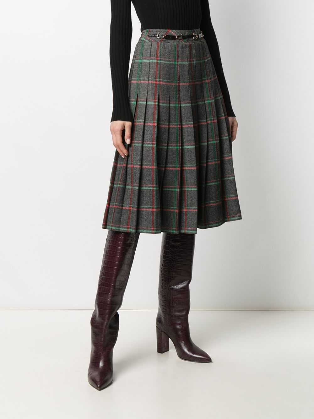 Céline Pre-Owned pre-owned pleated check skirt - … - image 3