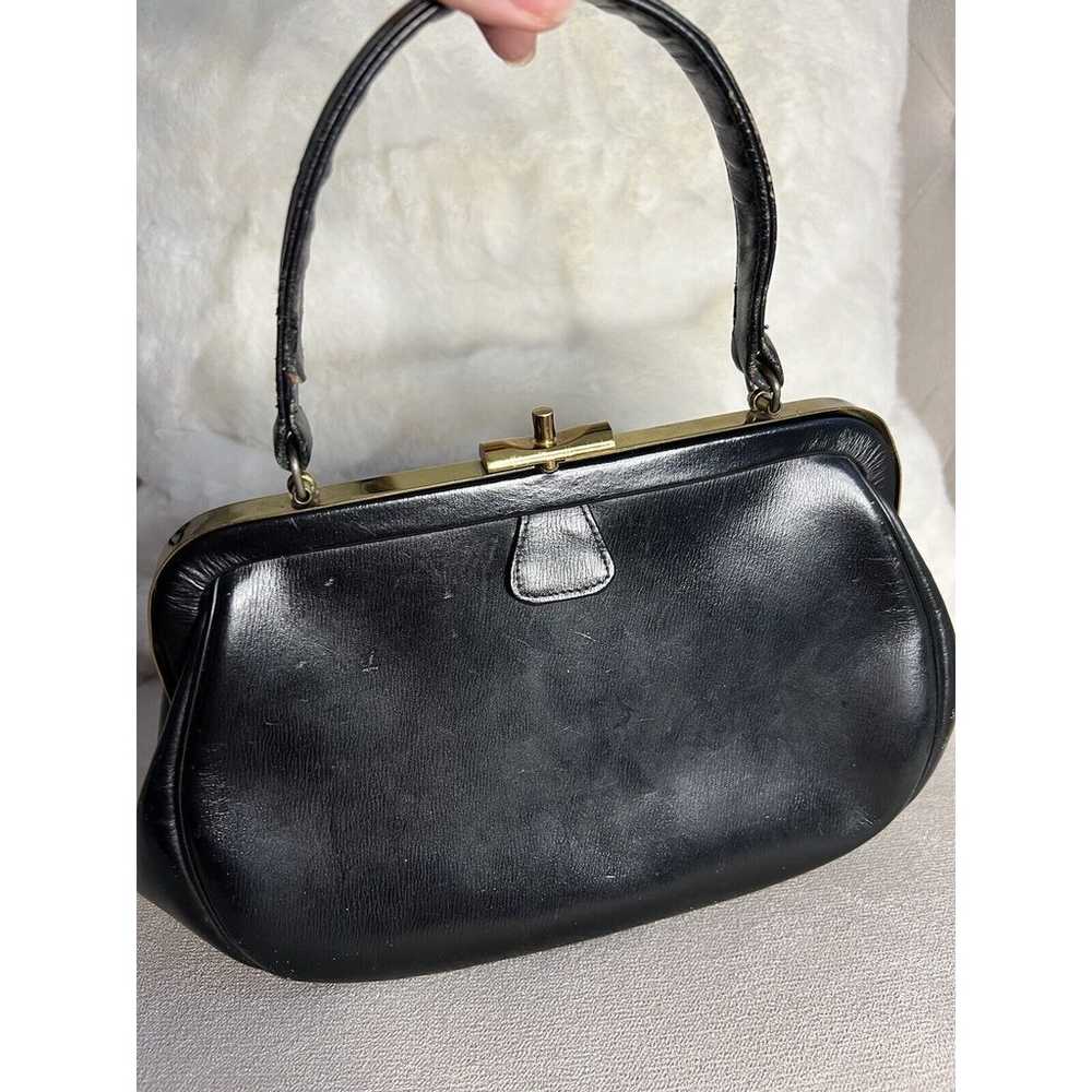 Vintage Black Gold Shoulder Bag Purse Retro - image 1