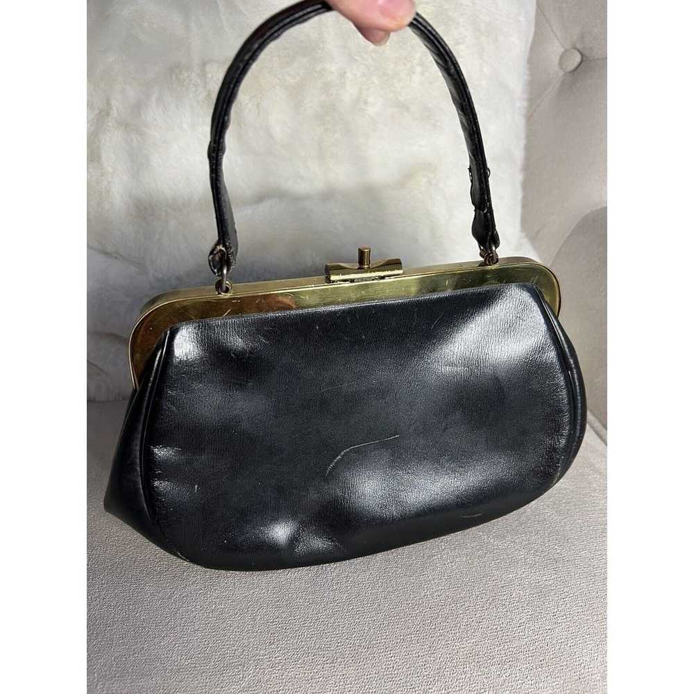 Vintage Black Gold Shoulder Bag Purse Retro - image 2