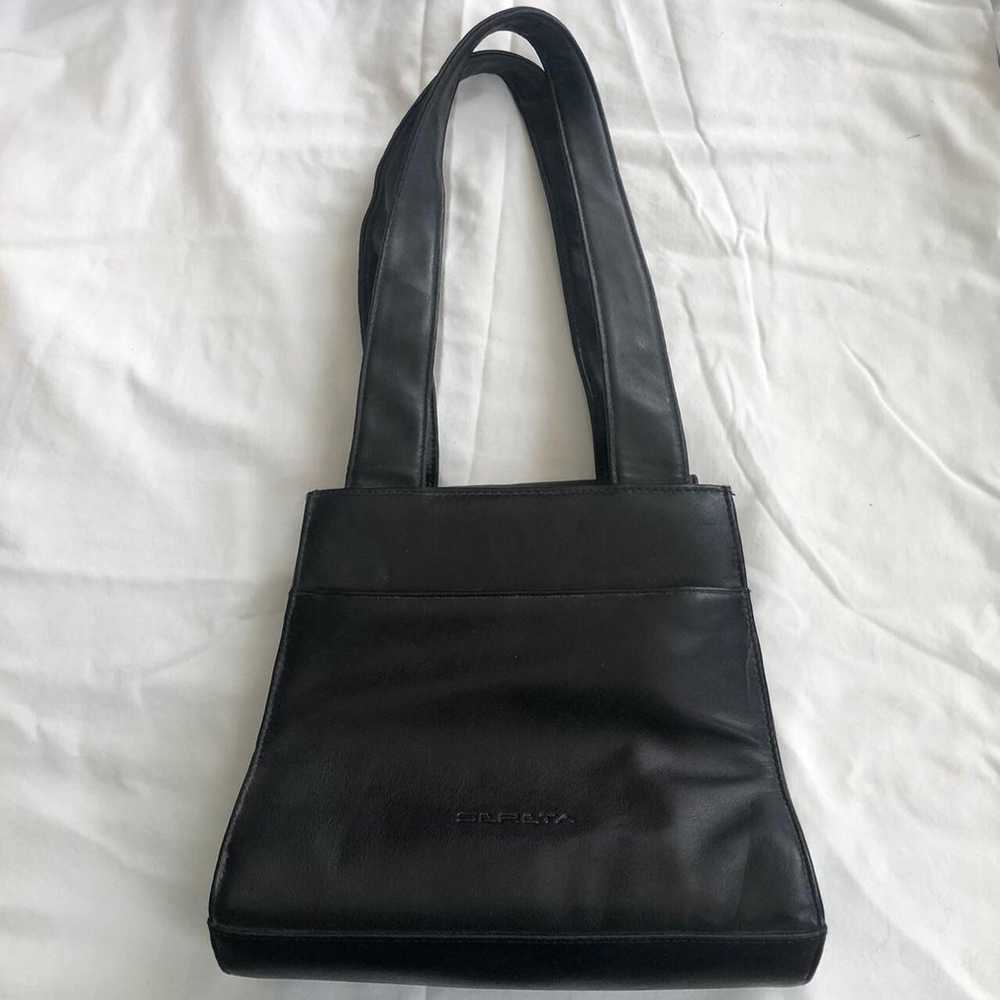 1990s Sereta black triangle leather shoulder hand… - image 1