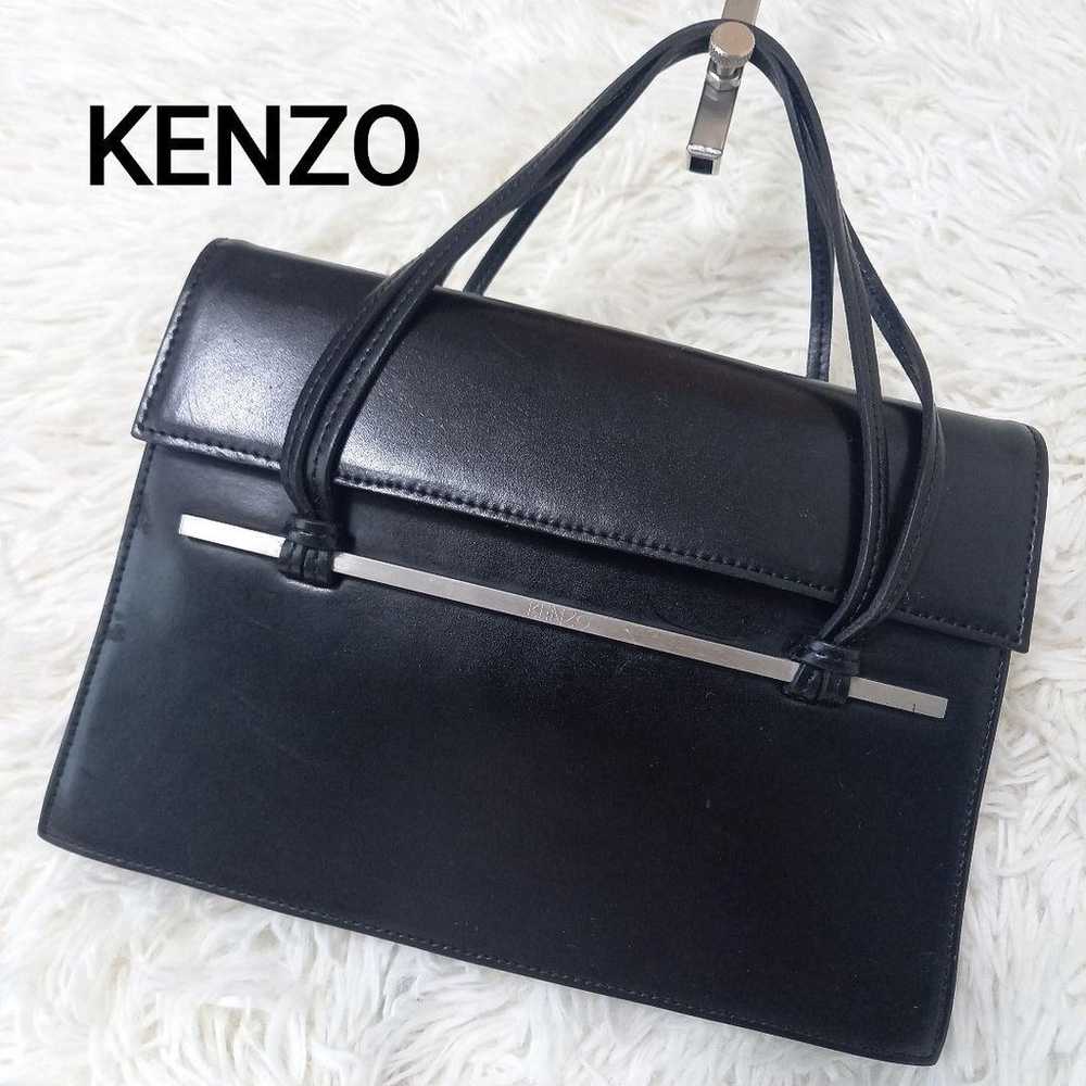 Kenzo Vintage Leather Handbag Formal Silver Hardw… - image 1