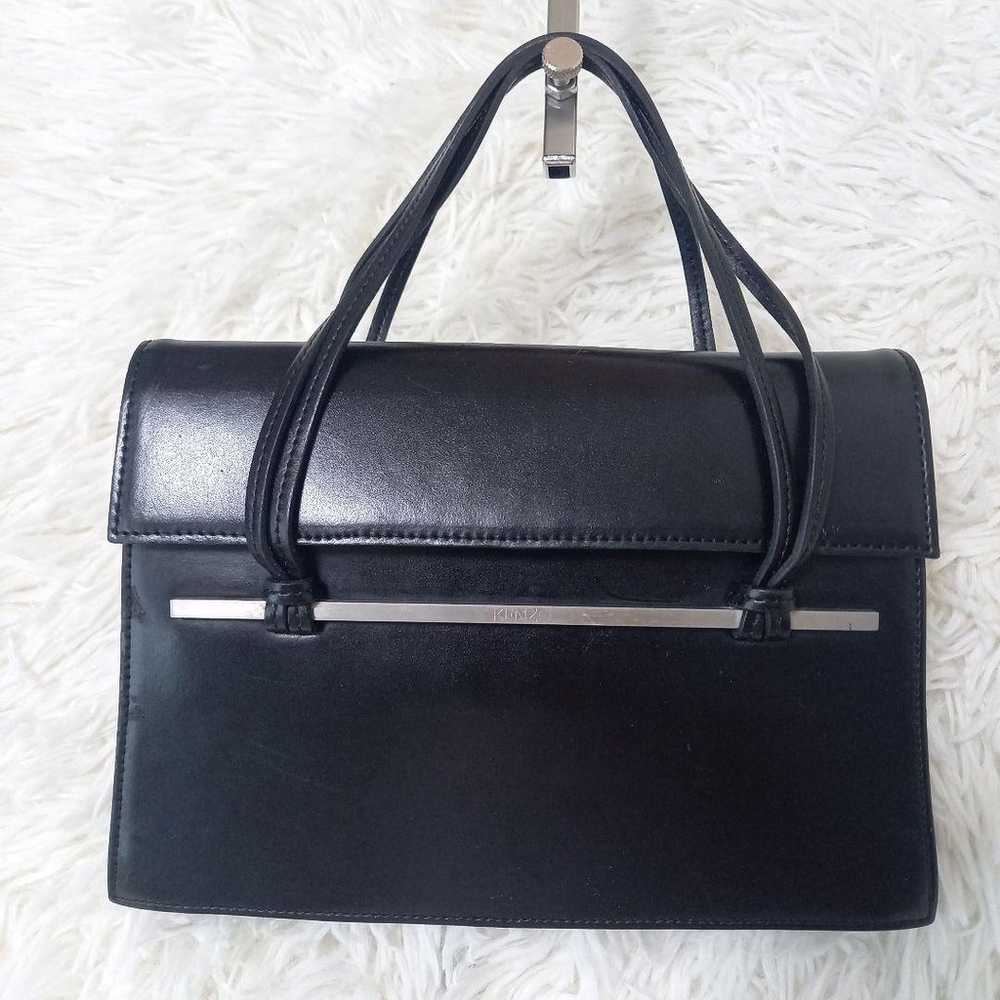 Kenzo Vintage Leather Handbag Formal Silver Hardw… - image 2