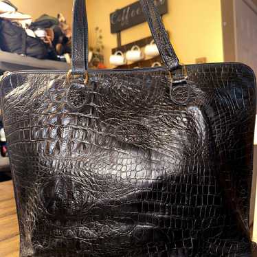 Vtg Tangaroa Terrida Tote Bag Travel Briefcase Alligator Croc 2024 Embossed Leather